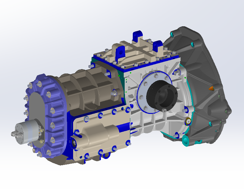 GT40 transaxle castings modeled with machining touchpoints against the as-cast surfaces