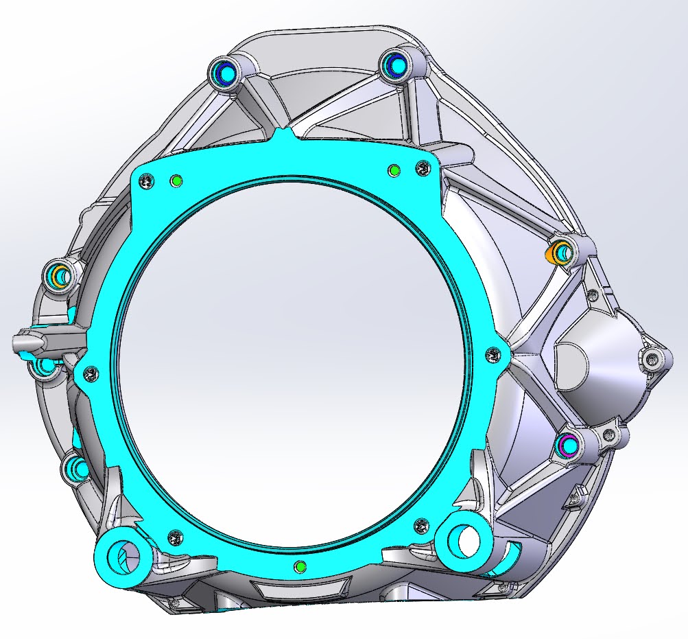 CAD of the bellhousing adapter in its machined configuration